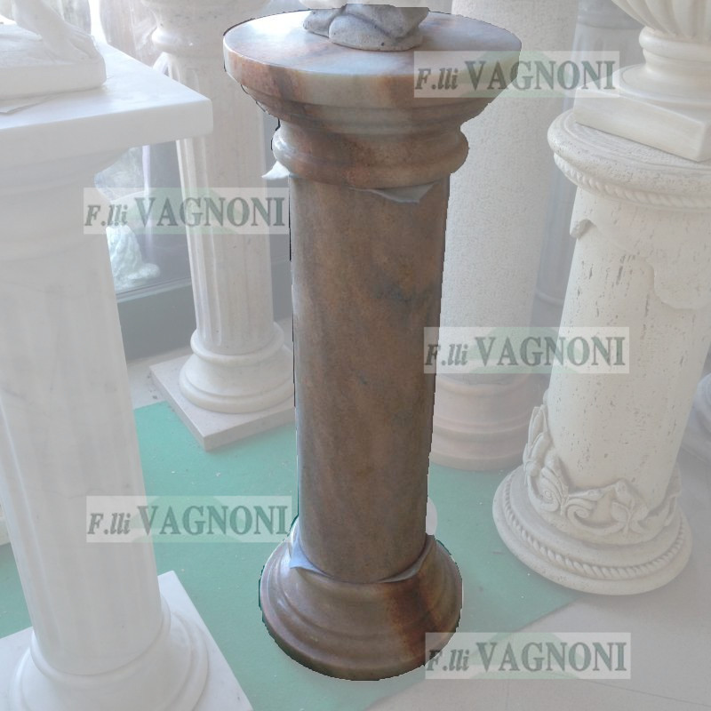 COLONNA LISCIA Ø16 IN MARMO ROSA CAPITELLO ROTONDO